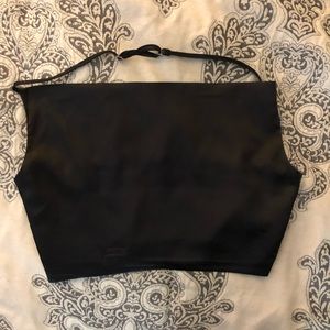 Woman’s Meshki Black Satin Halter Crop Top Small